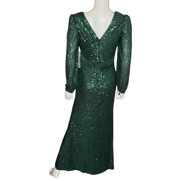 Xscape Petite “Farley” Long Sleeve V-Neck Floor Length Dress Women’s Sz 10P - Picture 7 of 10